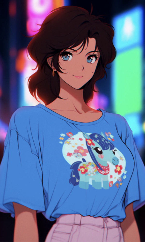 Blue japanese cartoon anime tshirt