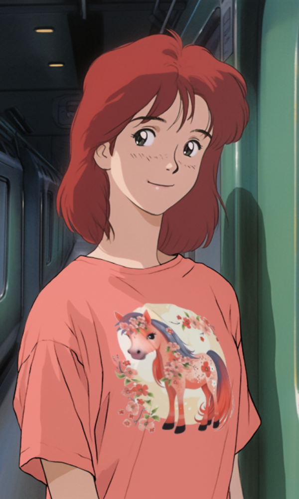Red japanese cartoon anime tshirt