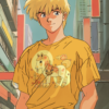 Yellow japanese cartoon anime tshirt