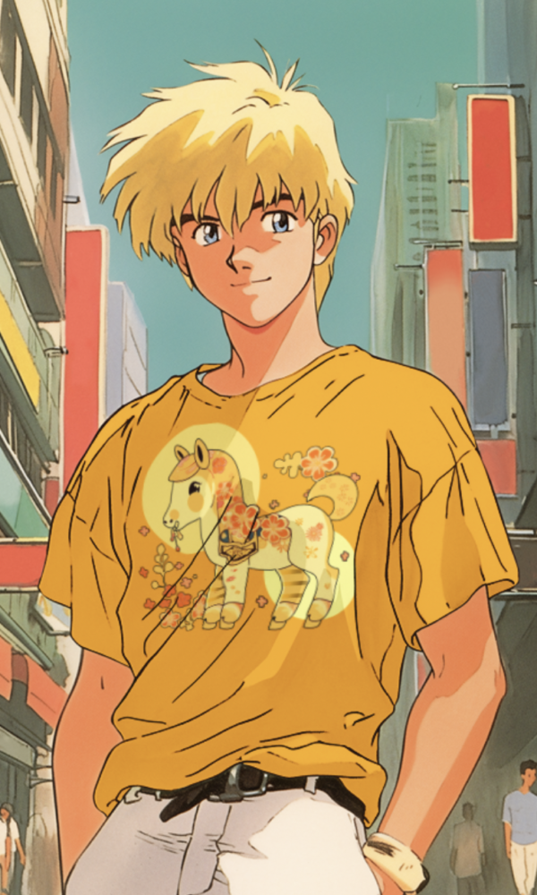 Yellow japanese cartoon anime tshirt