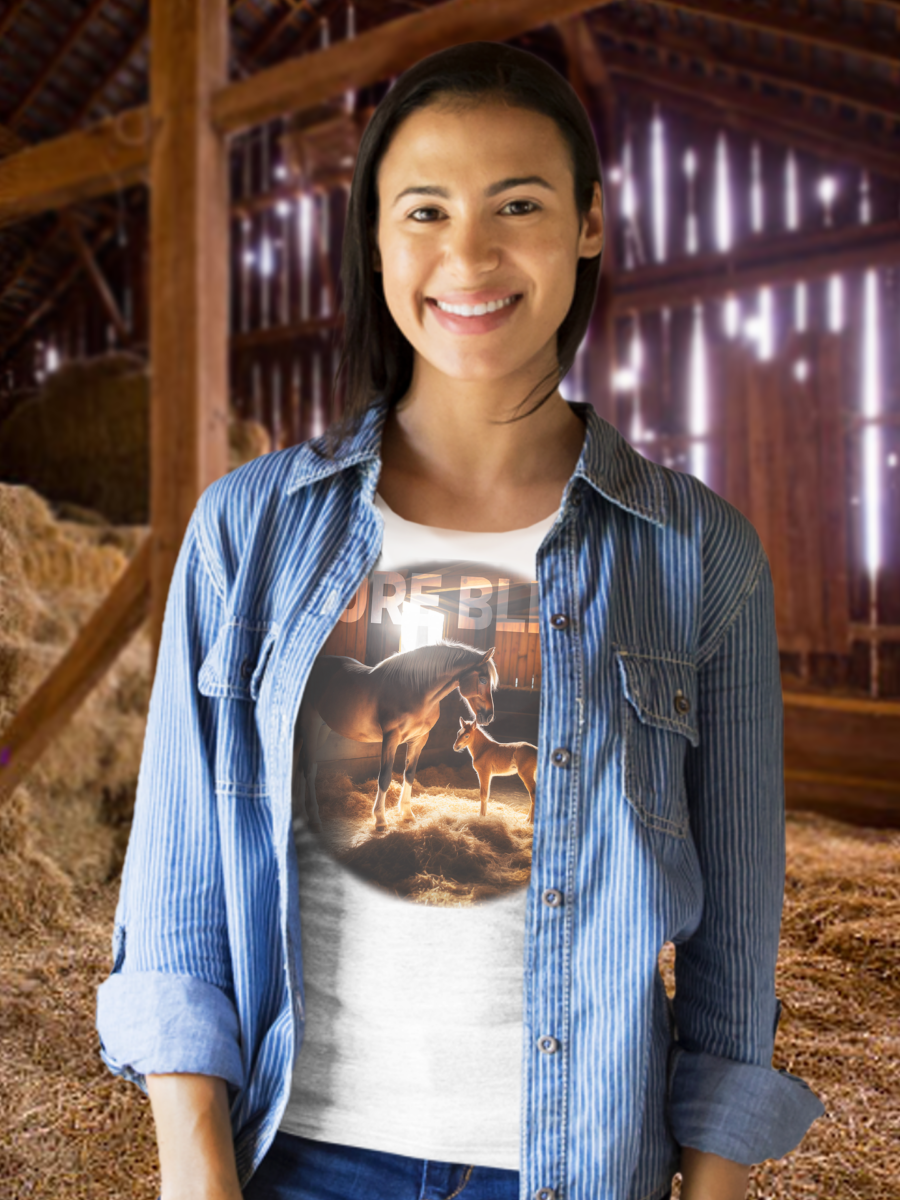 Pure Bliss Horses in a Barn Tshirt