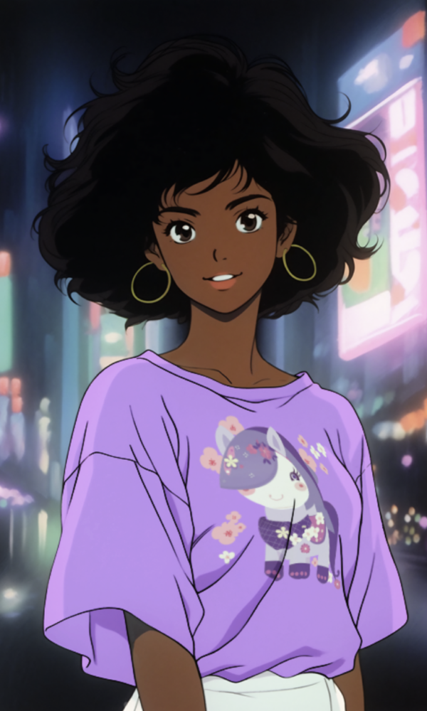 Purple japanese cartoon anime tshirt