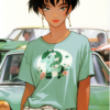 Green japanese cartoon anime tshirt