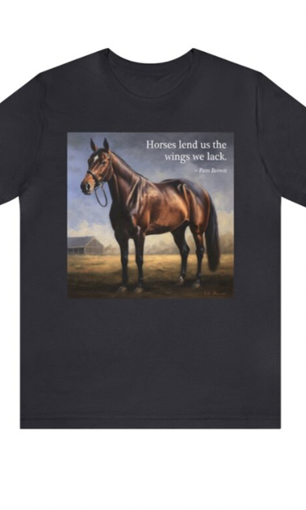 Pam Brown Horse Quote oil painting of thoroughbred horse in landscape