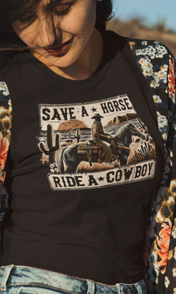 Save a Horse, Ride a Cowboy T-Shirt | Retro Cowboy Shirt